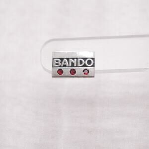 Vintage Terryberry Bando Pin - Sterling Silver Pin with 3 Red Gems